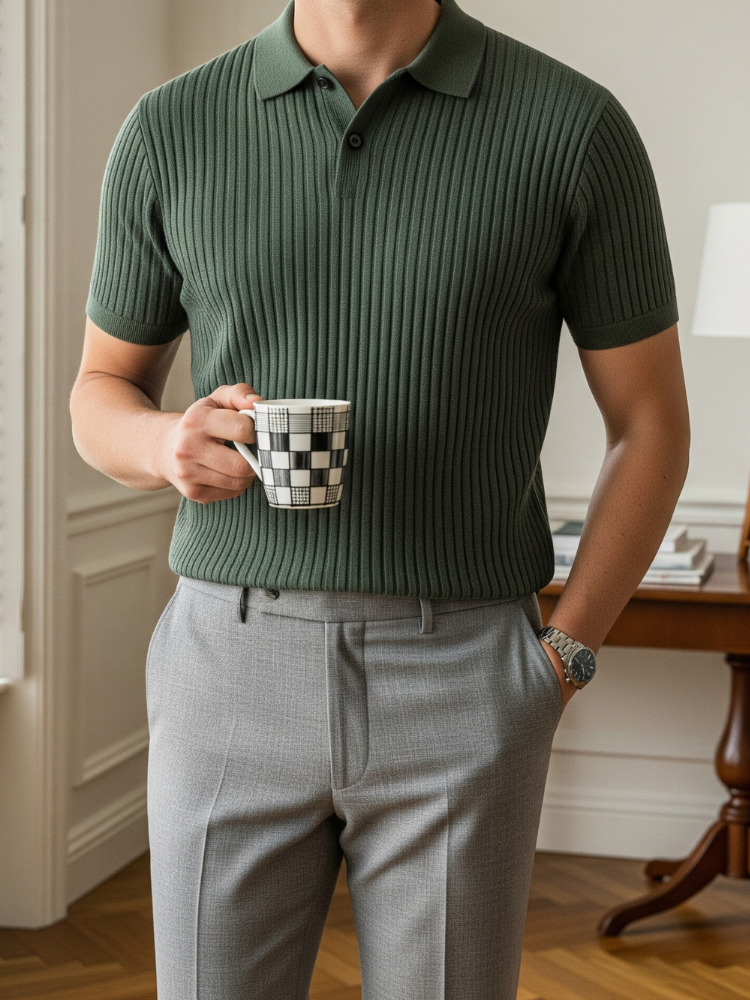 Caliah Elegant Ribbed Polo