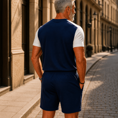 Short Sleeve Zipper Two-piece Set