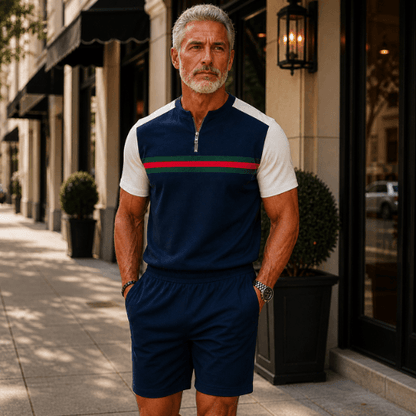 Short Sleeve Zipper Two-piece Set