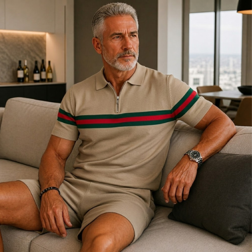 Short Sleeve Zipper Two-piece Set