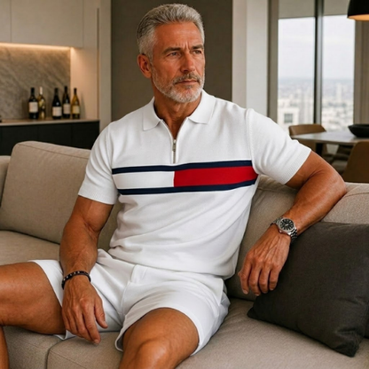 Short Sleeve Zipper Two-piece Set