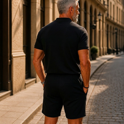 Short Sleeve Zipper Two-piece Set