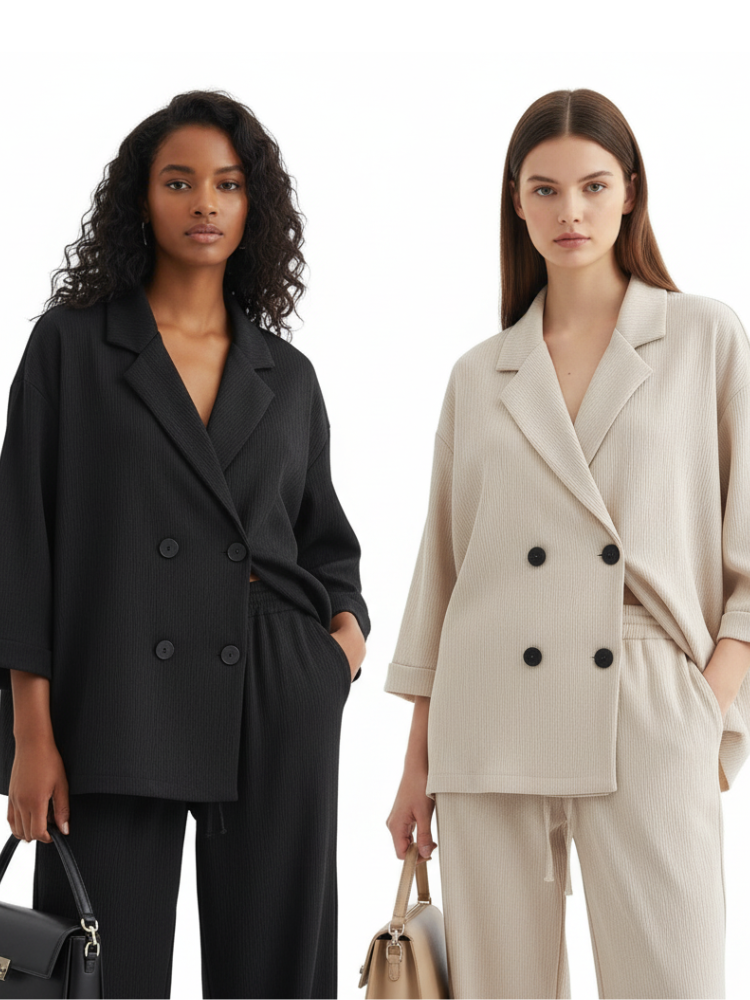 Noire - Black Blazer & Wide Leg Trousers Co-Ord Set