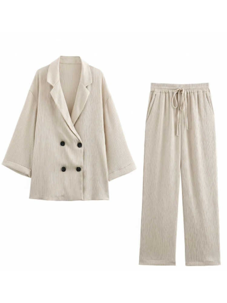Noire - Black Blazer & Wide Leg Trousers Co-Ord Set
