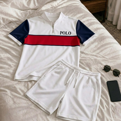 Short Sleeve Zipper Two-piece Set