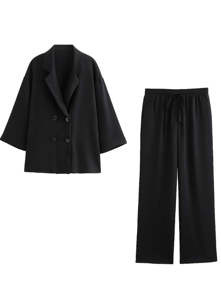 Noire - Black Blazer & Wide Leg Trousers Co-Ord Set