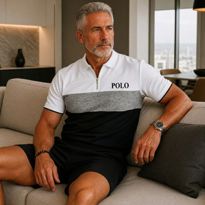 Short Sleeve Zipper Two-piece Set
