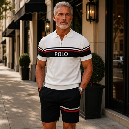 Short Sleeve Zipper Two-piece Set