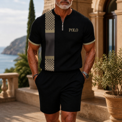 Short Sleeve Zipper Two-piece Set