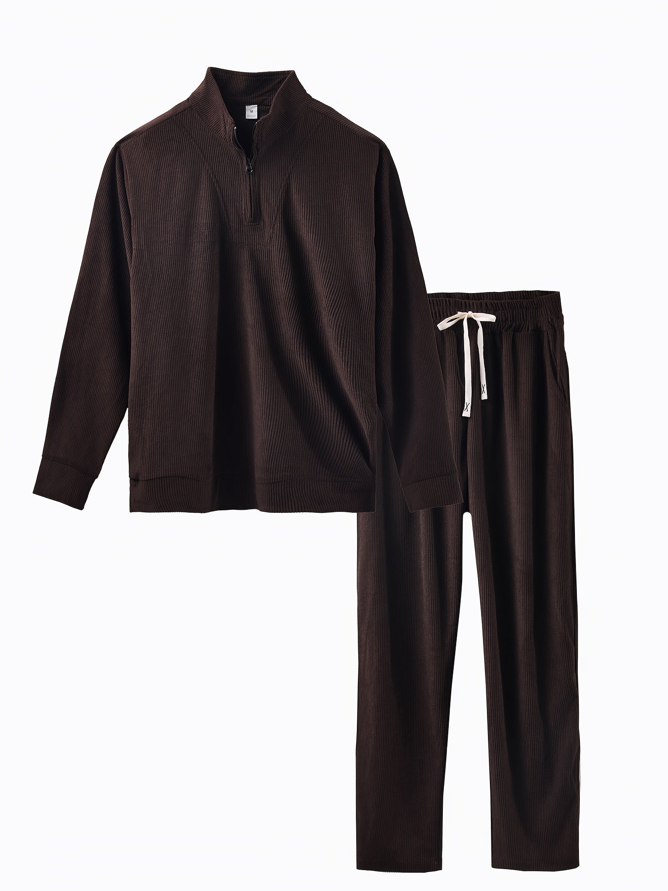 Caliah - Men's Corduroy Trousers & Half-Zip Jumper Set