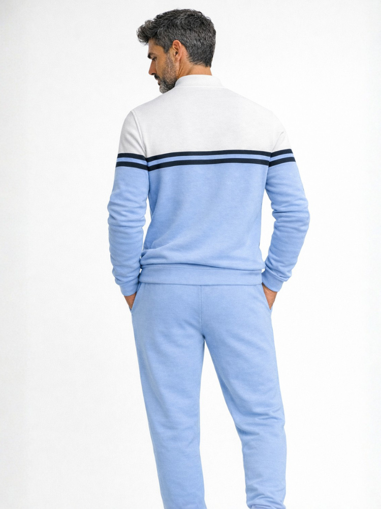 POLO Zipper Long Sleeve Long Pants Two-Piece Set