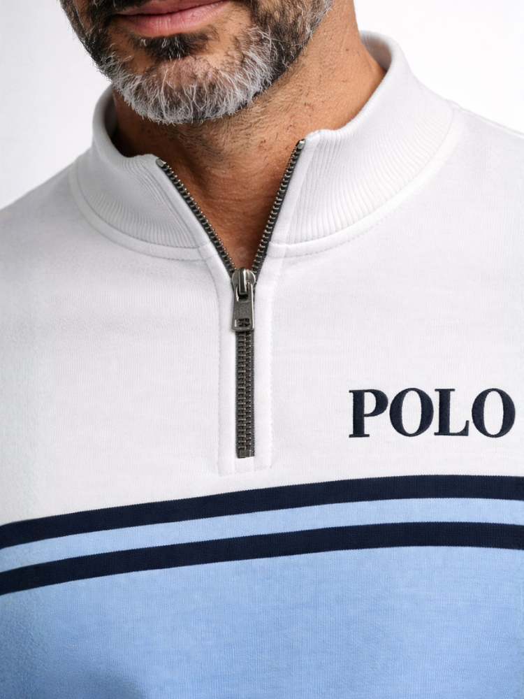 POLO Zipper Long Sleeve Long Pants Two-Piece Set