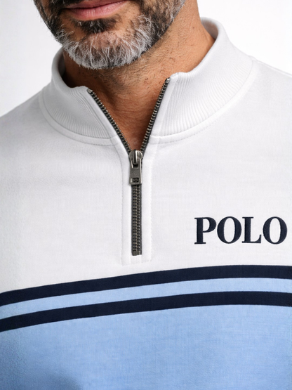 POLO Zipper Long Sleeve Long Pants Two-Piece Set
