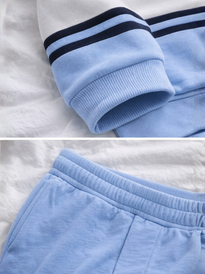 POLO Zipper Long Sleeve Long Pants Two-Piece Set