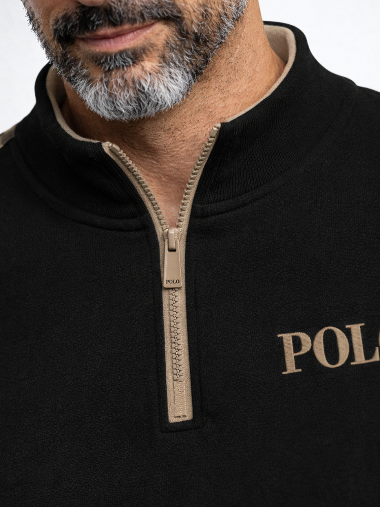 POLO Zipper Long Sleeve Long Pants Two-Piece Set