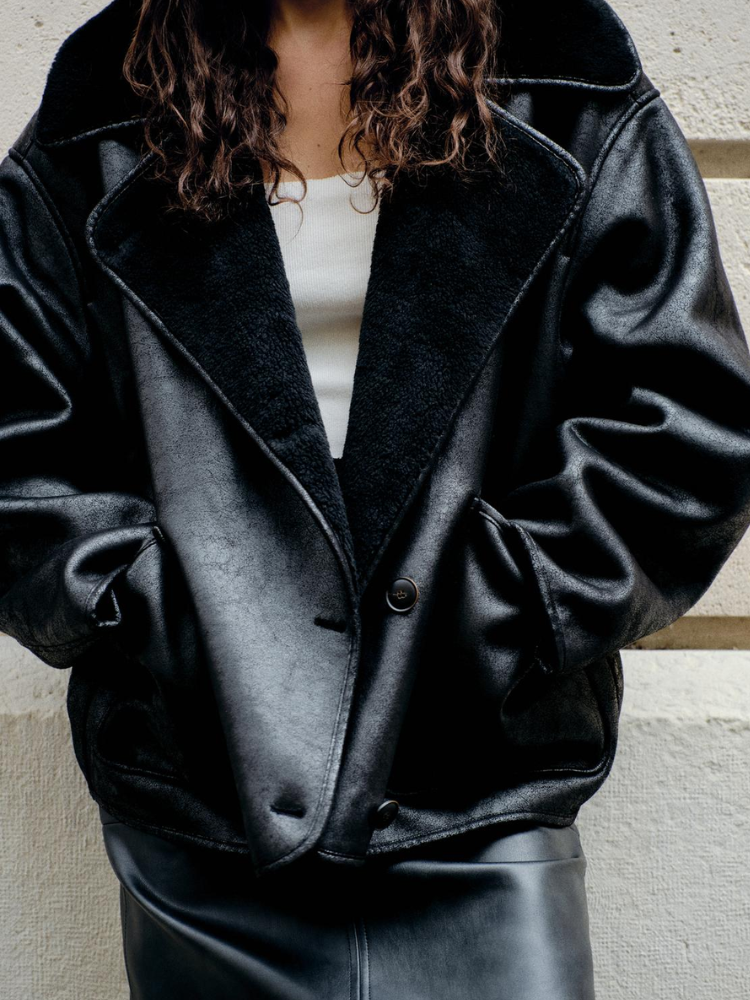BRENDA - Wool Coat and Leather winter casual