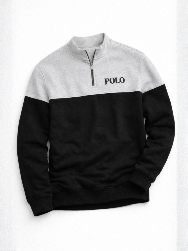 POLO Zipper Long Sleeve Long Pants Two-Piece Set