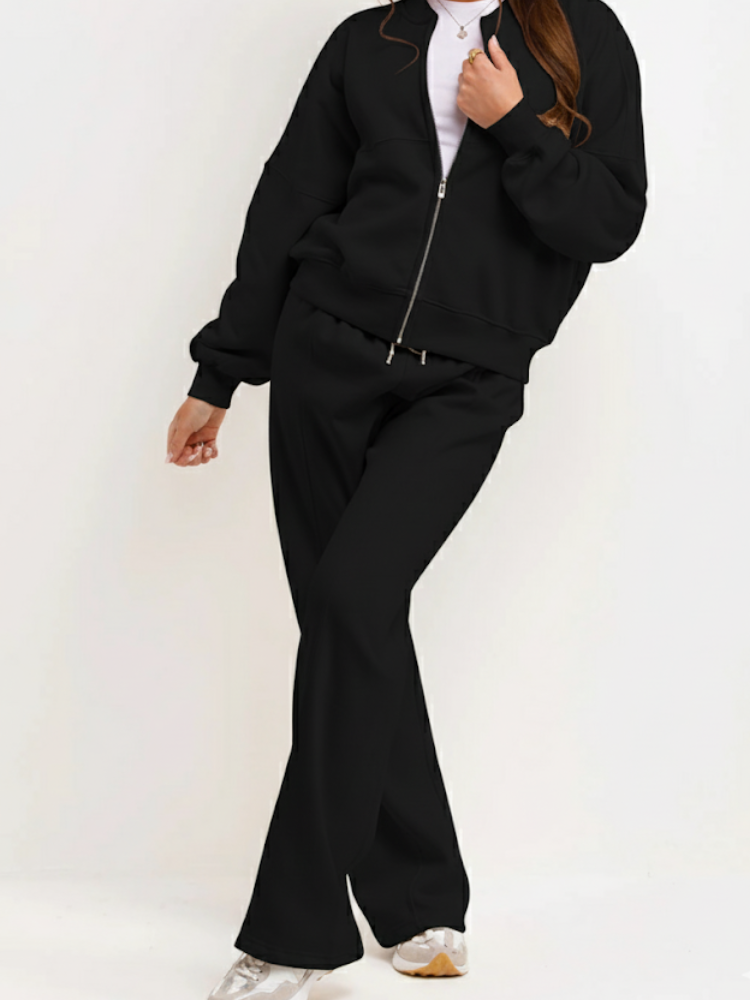 Breeze Set – Sweatshirt Jacket Bomber & Wide Leg