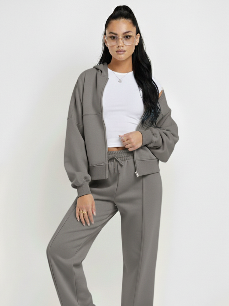 Breeze Set – Sweatshirt Jacket Bomber & Wide Leg