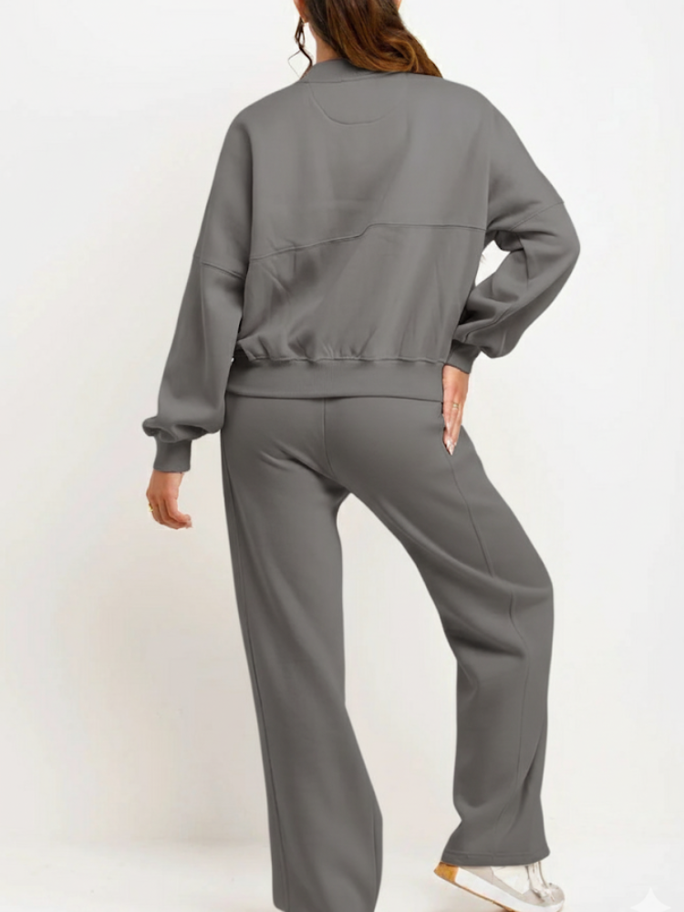 Breeze Set – Sweatshirt Jacket Bomber & Wide Leg