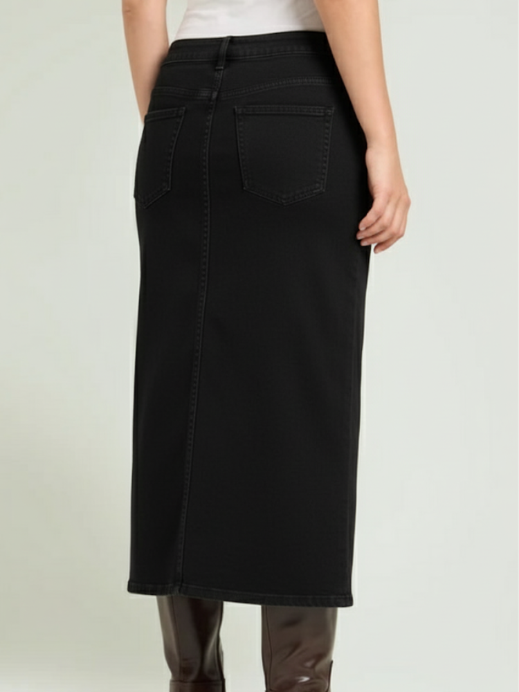 Caliah - Long High Waist Denim Skirt
