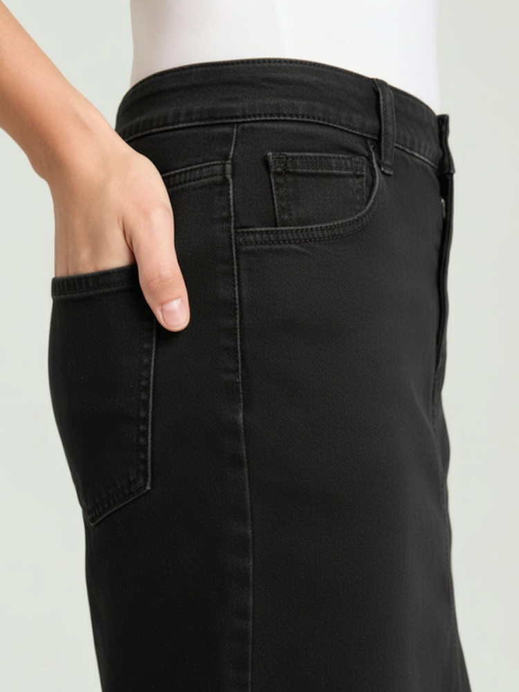 Caliah - Long High Waist Denim Skirt