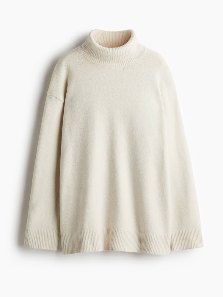 Caliah - Loose-Fit Wool Polo Neck Jumper