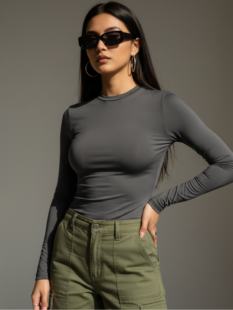 Caliah - Women’s Slim Fit Casual Top - Long Sleeve Tee