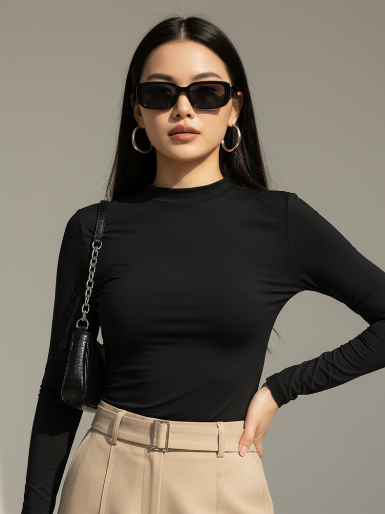 Caliah - Women’s Slim Fit Casual Top - Long Sleeve Tee