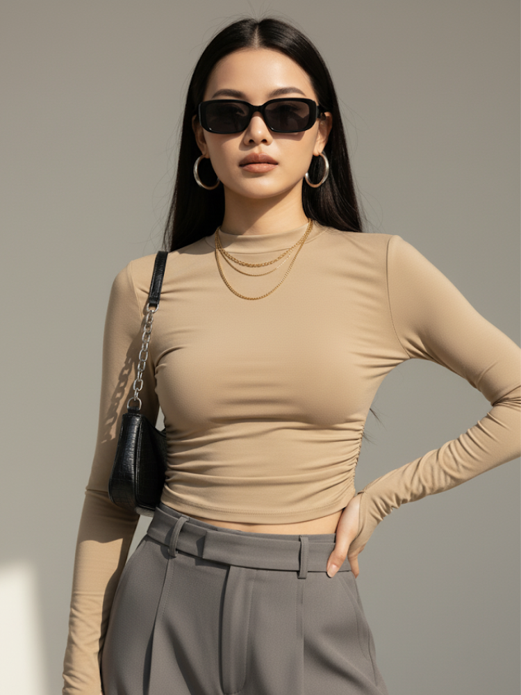 Caliah - Women’s Slim Fit Casual Top - Long Sleeve Tee