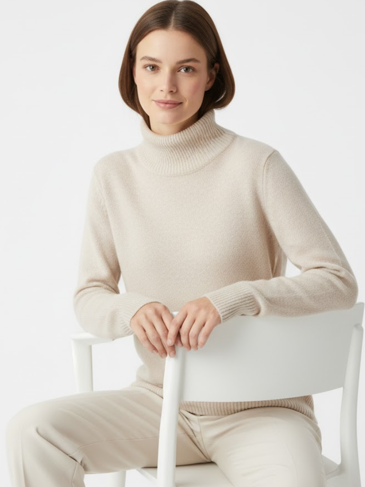 Caliah - Loose-Fit Wool Polo Neck Jumper
