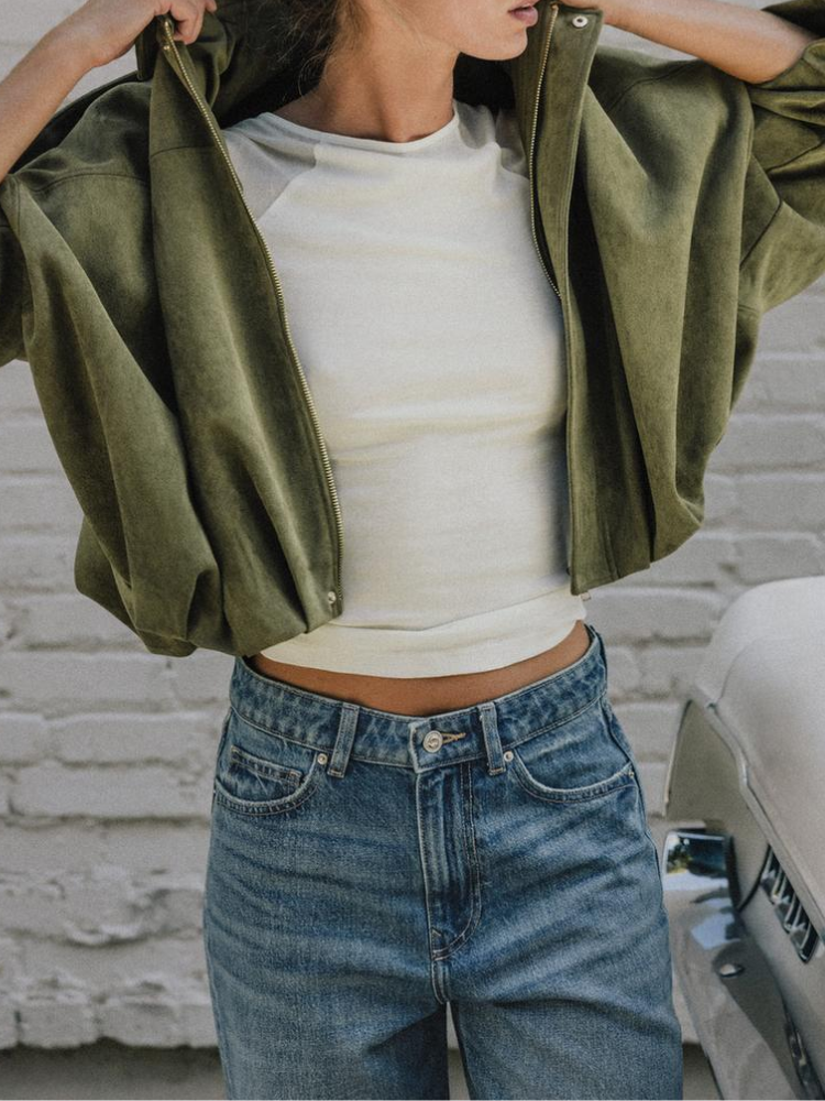 Caliah - Suede Effect Bomber Jacket