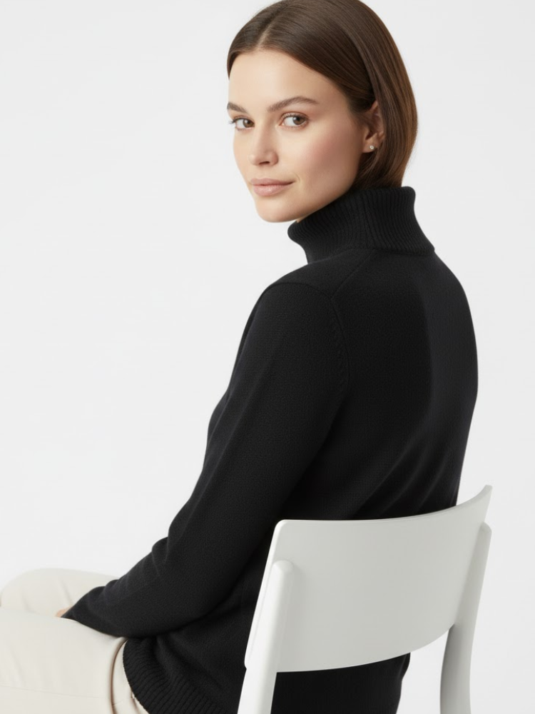 Caliah - Loose-Fit Wool Polo Neck Jumper