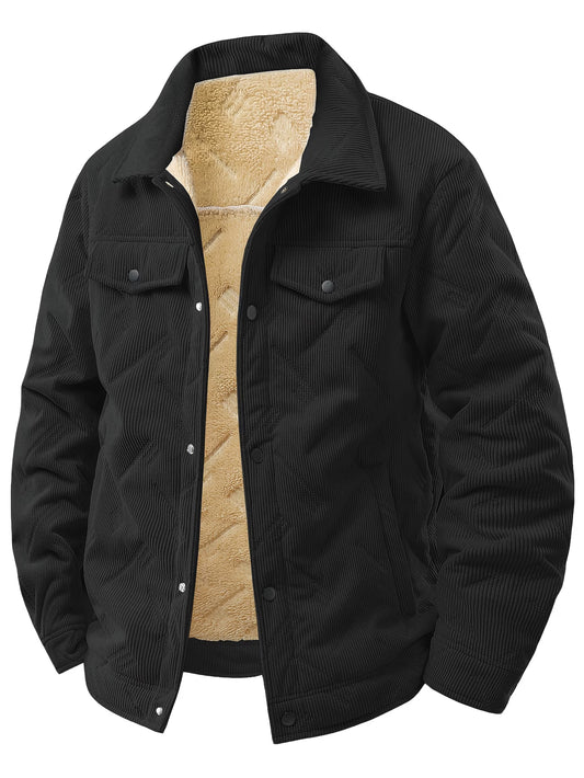 Caliah - Men's Corduroy Button Front Winter Jacket