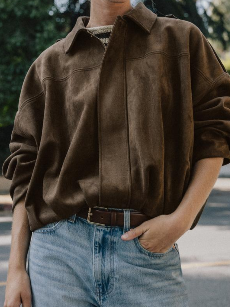 Caliah - Suede Effect Bomber Jacket