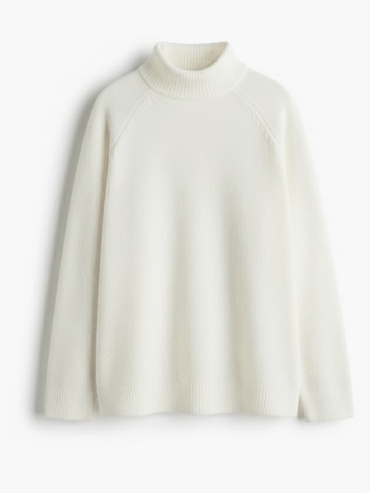 Caliah - Loose-Fit Wool Polo Neck Jumper