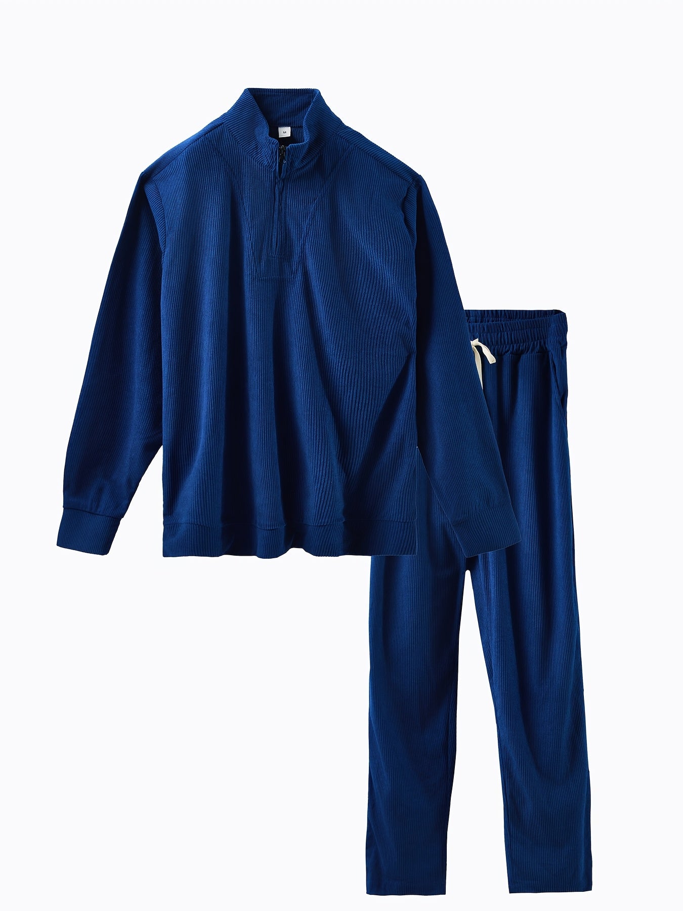 Caliah - Men's Corduroy Trousers & Half-Zip Jumper Set