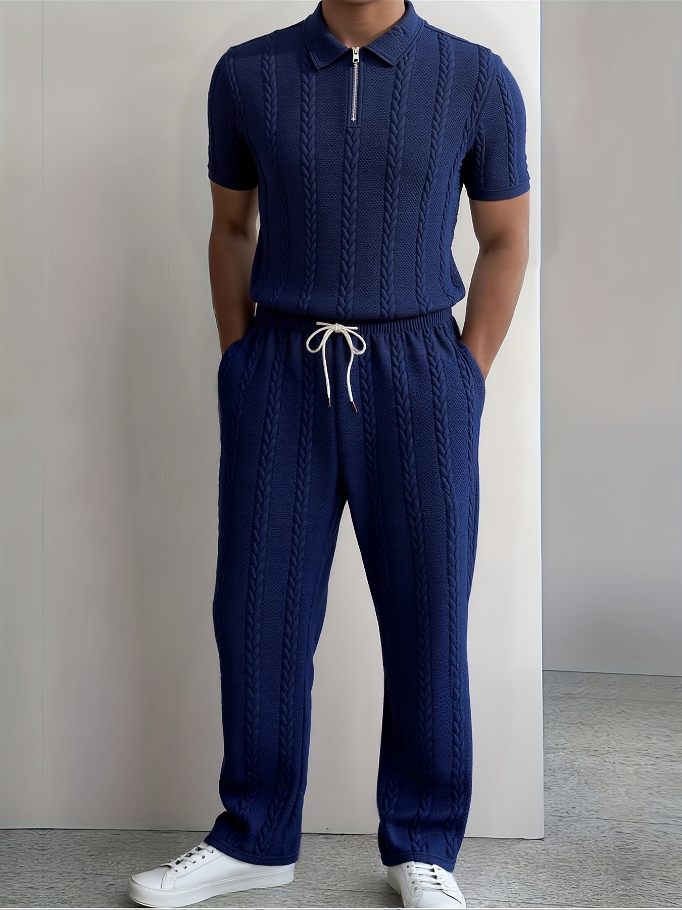 Casablanca - Men's Textured Zip Polo & Trousers Set