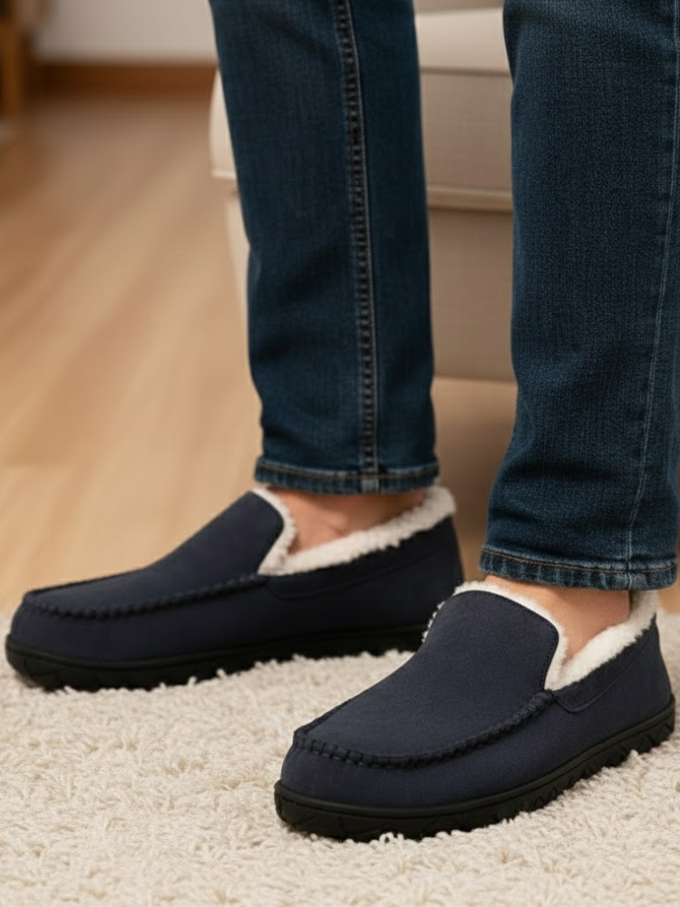 Fluffy Fabric Moccasin Slippers