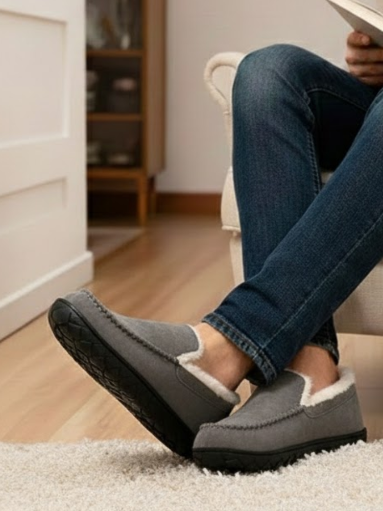 Fluffy Fabric Moccasin Slippers