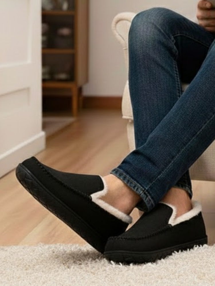 Fluffy Fabric Moccasin Slippers