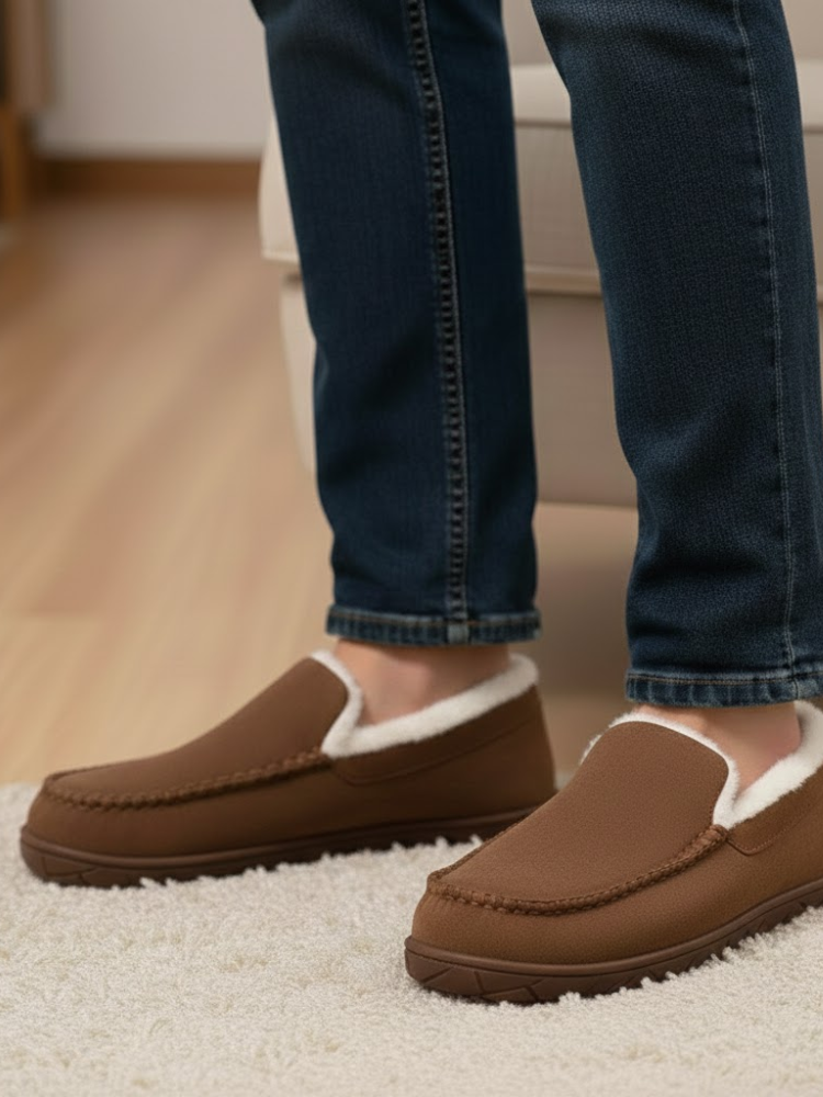 Fluffy Fabric Moccasin Slippers