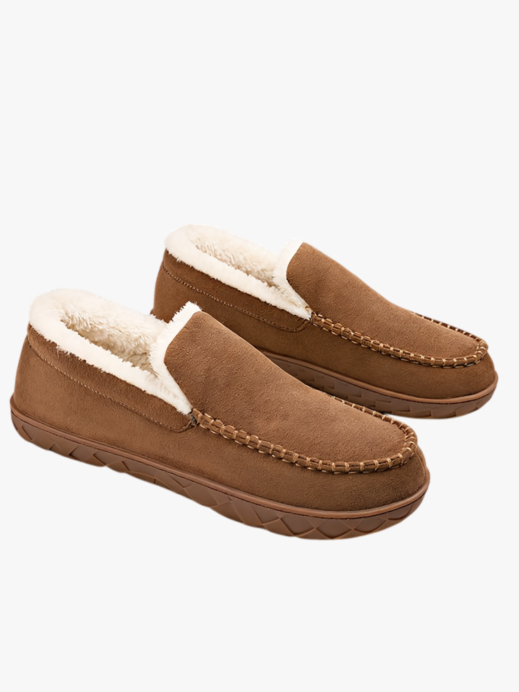 Fluffy Fabric Moccasin Slippers