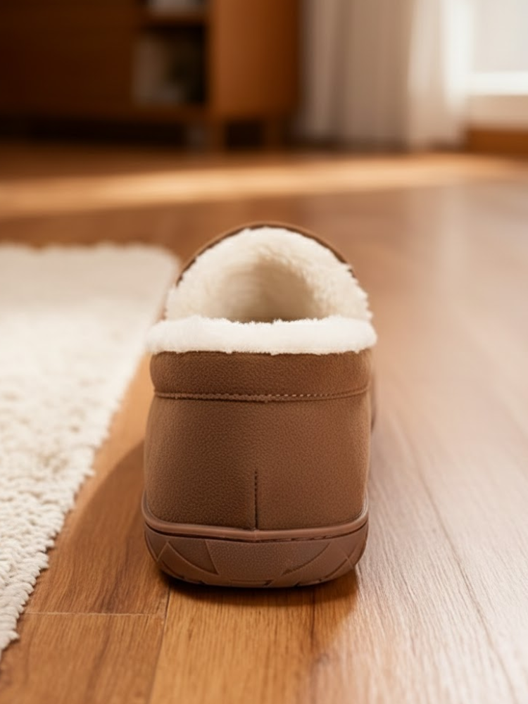 Fluffy Fabric Moccasin Slippers