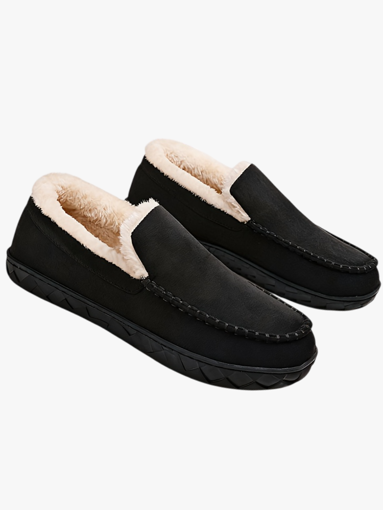 Fluffy Fabric Moccasin Slippers