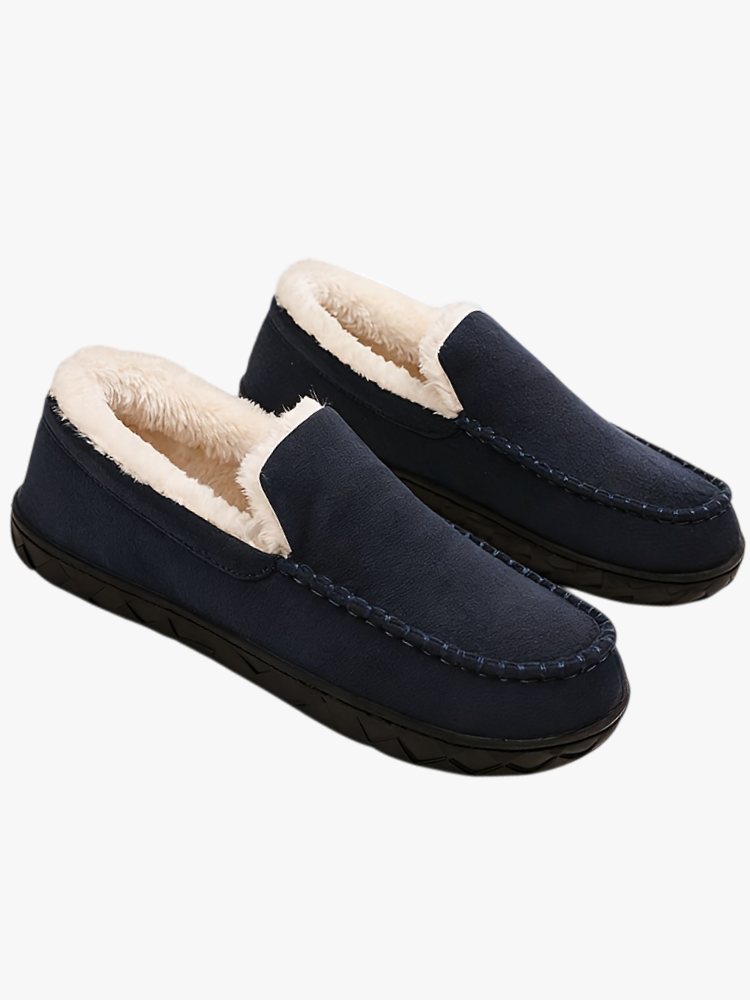 Fluffy Fabric Moccasin Slippers
