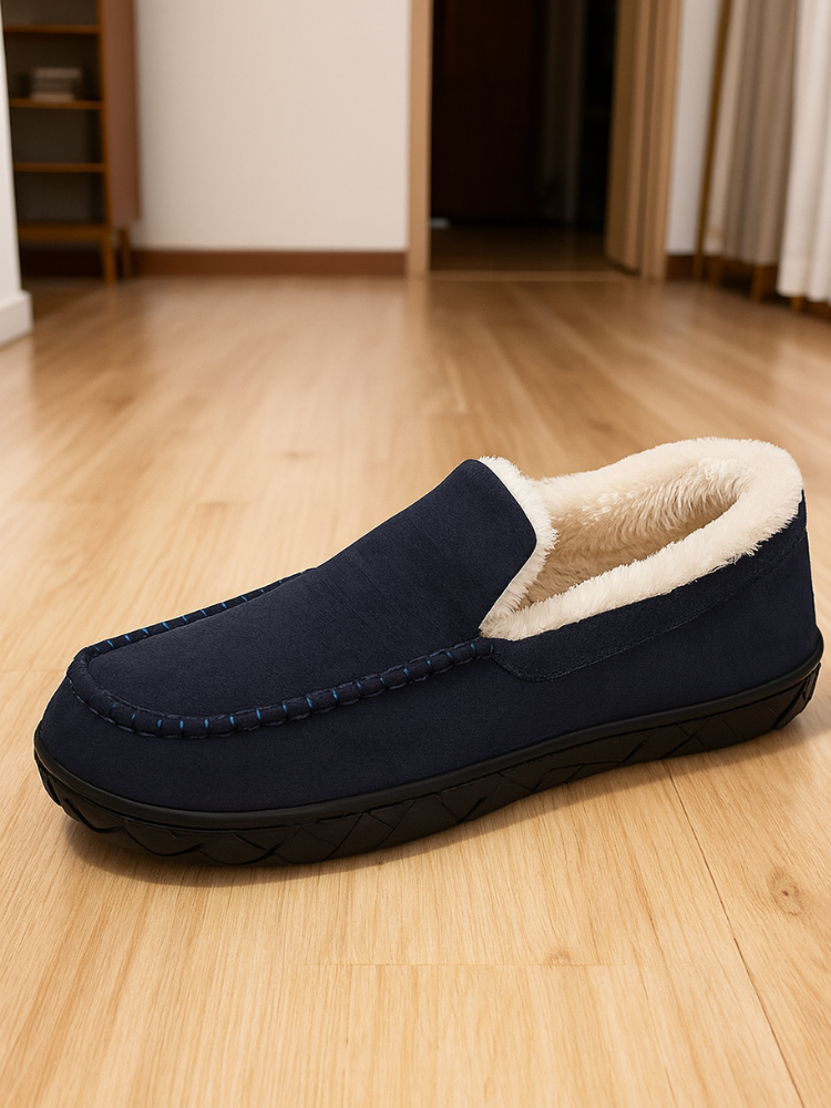Fluffy Fabric Moccasin Slippers