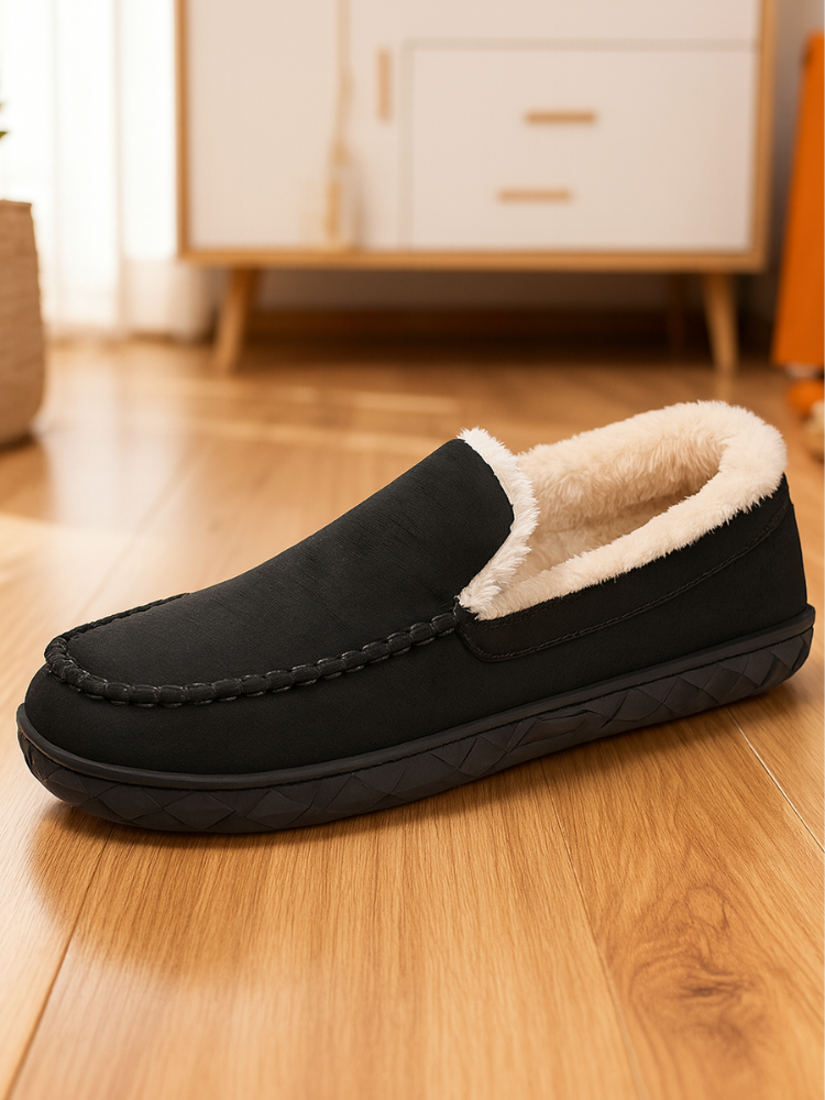 Fluffy Fabric Moccasin Slippers