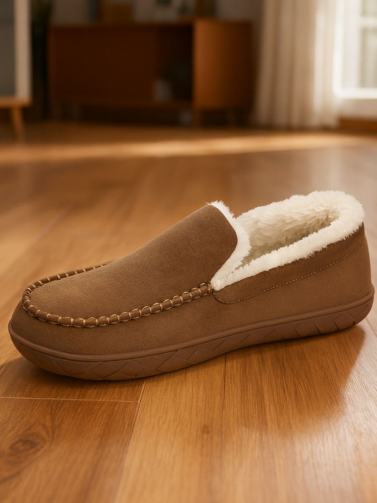 Fluffy Fabric Moccasin Slippers