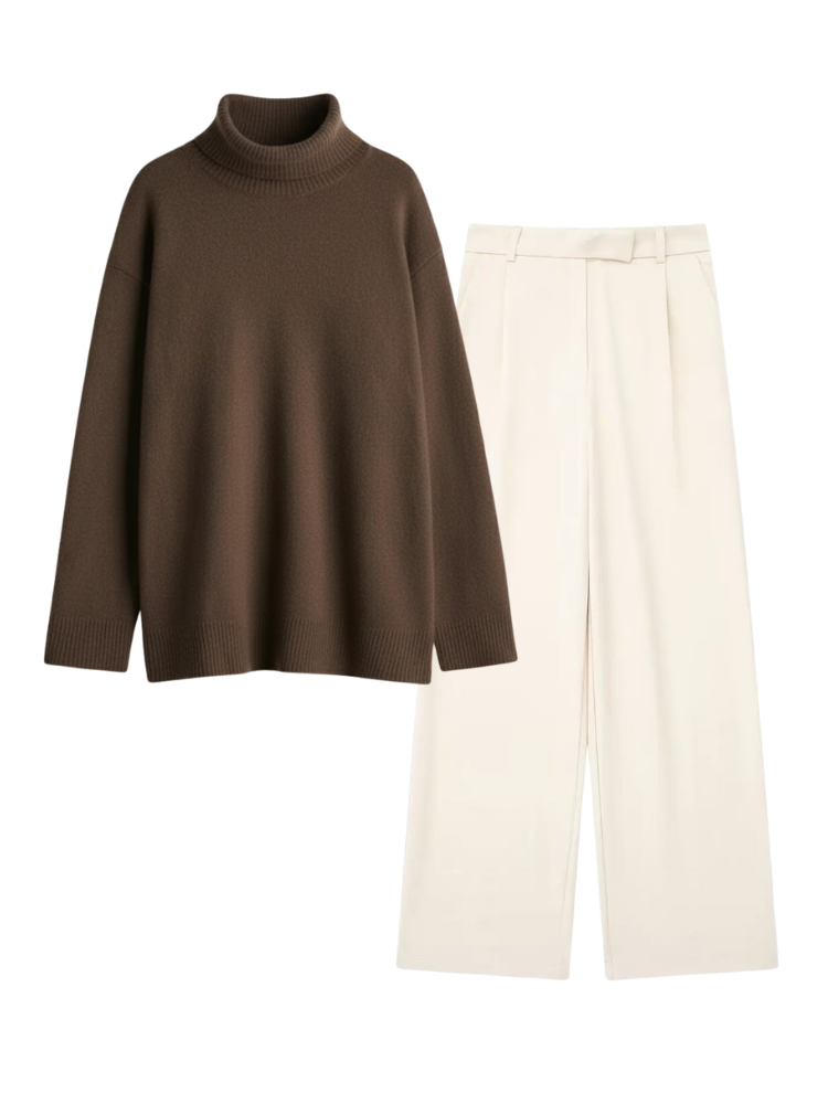 Caliah Casual - Women's Wool Jumper & Trousers Set